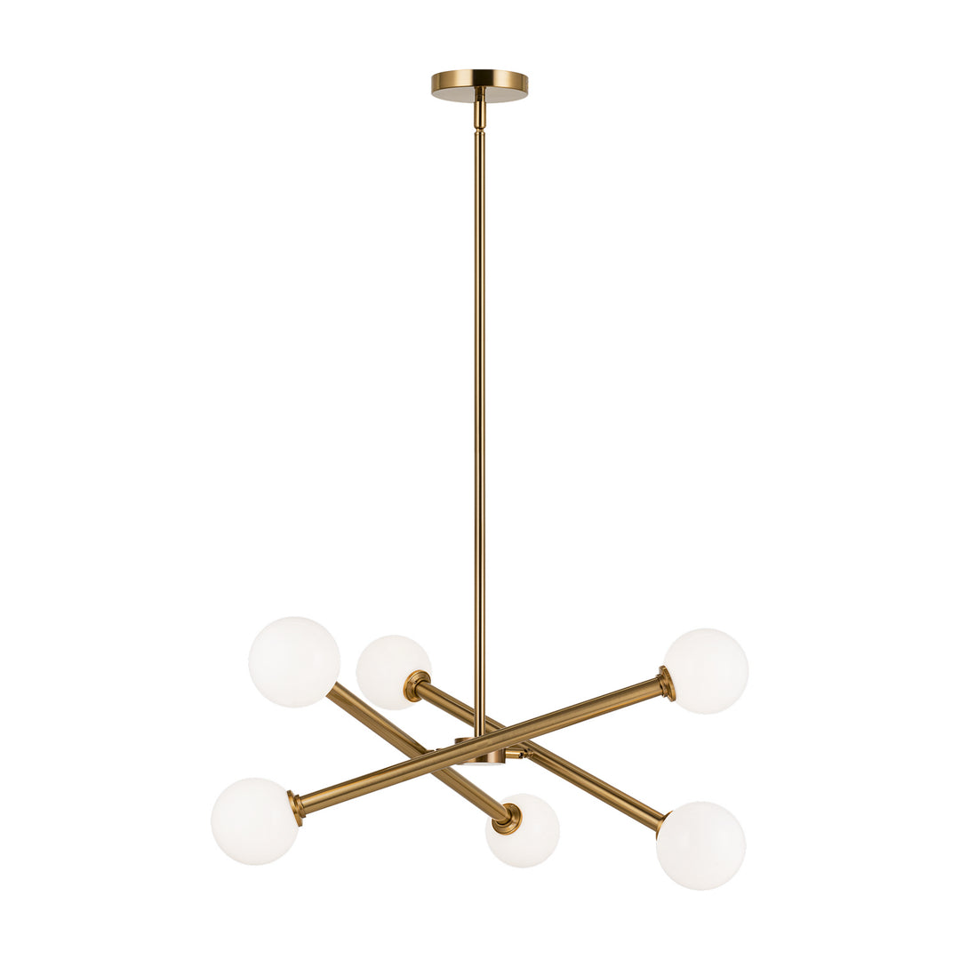 Matchstix Six Light Chandelier in Aged Gold Brass - available from The Lighting Shoppe, trusted by Canadian homeowners