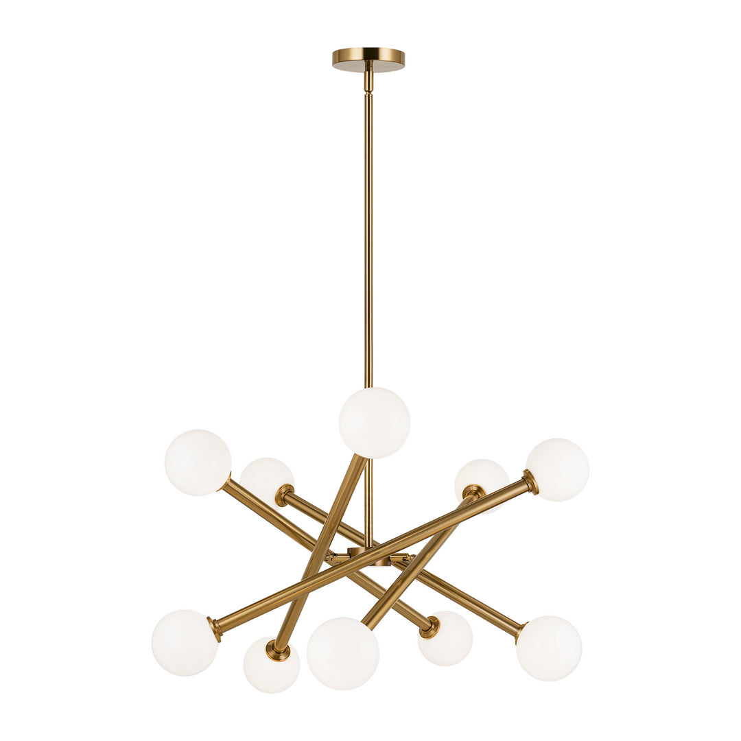 Matchstix Ten Light Chandelier in Aged Gold Brass - available from The Lighting Shoppe, trusted by Canadian homeowners