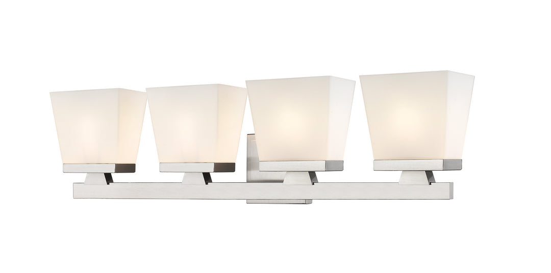 Astor Four Light Vanity in Brushed Nickel - available from The Lighting Shoppe, trusted by Canadian homeowners