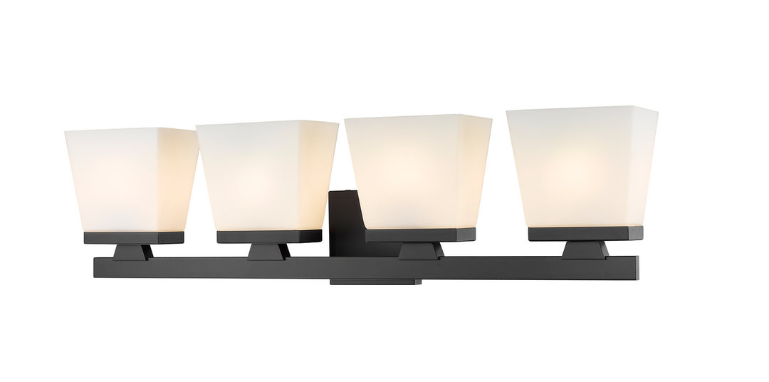 Astor Four Light Vanity in Matte Black - available from The Lighting Shoppe, trusted by Canadian homeowners