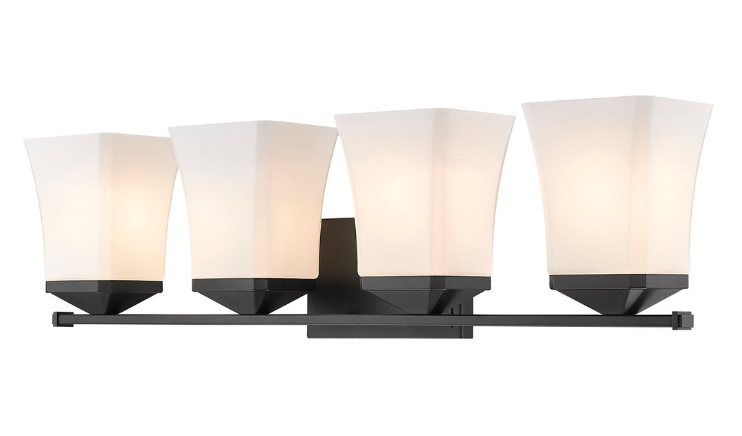 Darcy Four Light Vanity in Matte Black - available from The Lighting Shoppe, trusted by Canadian homeowners
