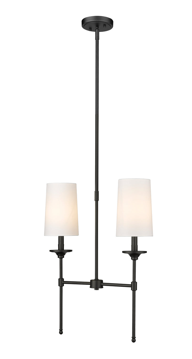 Emily Two Light Linear Chandelier in Matte Black - available from The Lighting Shoppe, trusted by Canadian homeowners