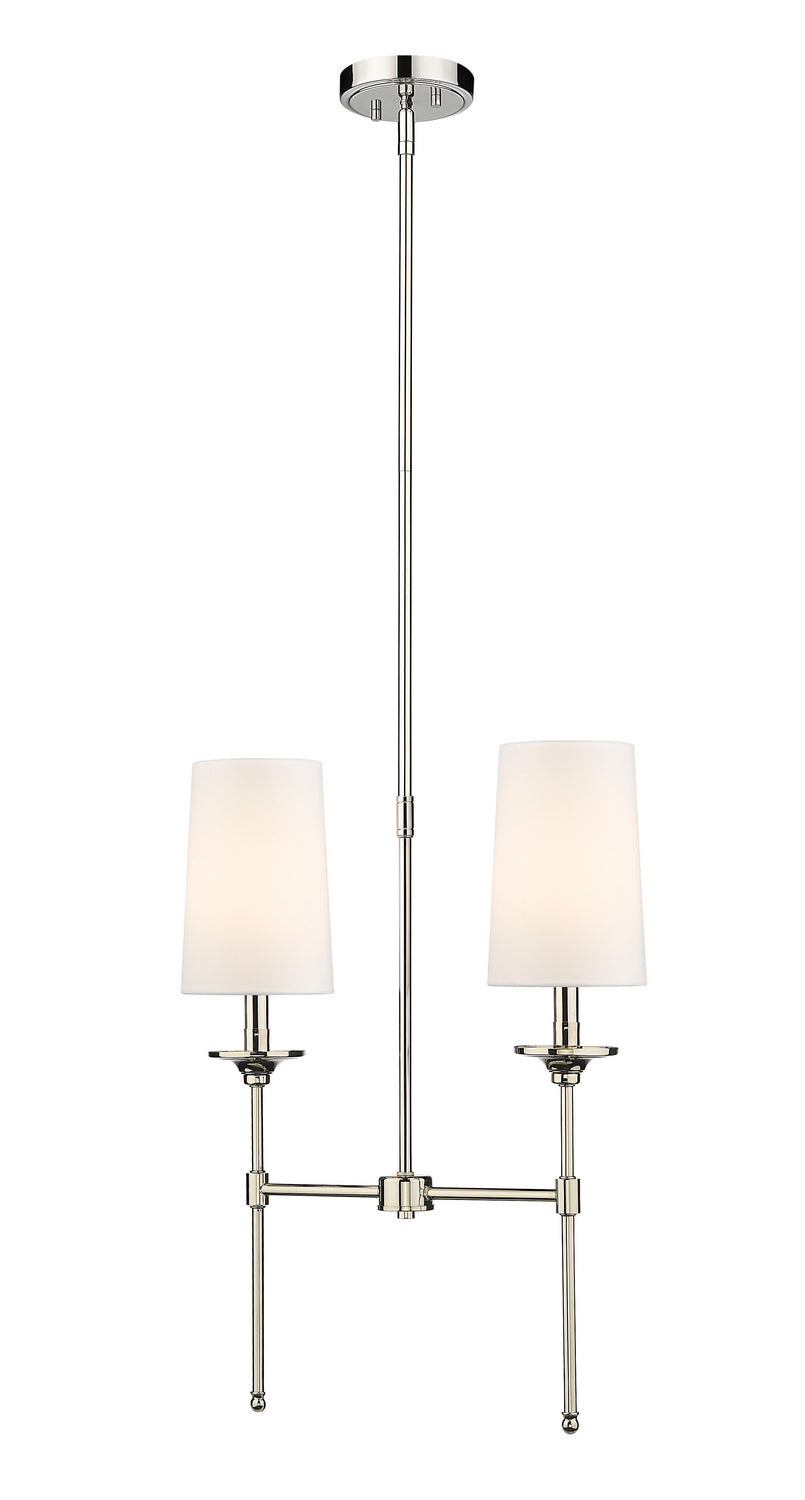 Emily Two Light Linear Chandelier in Polished Nickel - available from The Lighting Shoppe, trusted by Canadian homeowners