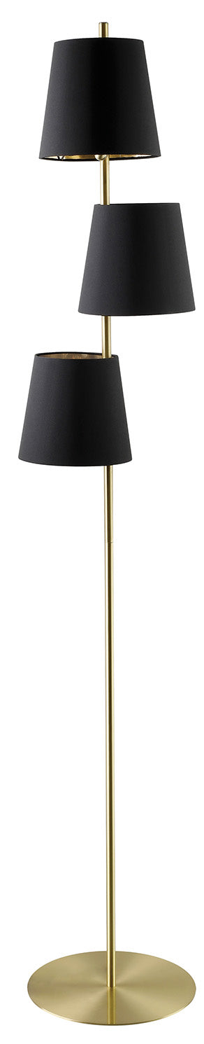 Almeida 2 Three Light Floor Lamp in Brushed Brass - available from The Lighting Shoppe, trusted by Canadian homeowners