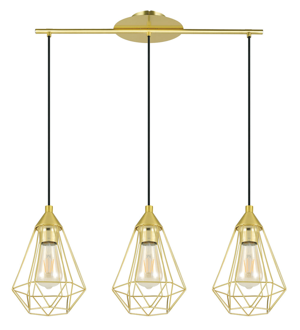Tarbes Three Light Linear Pendant in Brushed Brass - available from The Lighting Shoppe, trusted by Canadian homeowners