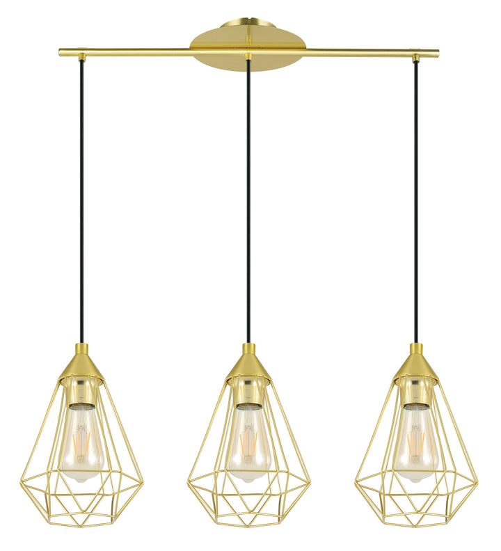 Tarbes Three Light Linear Pendant in Brushed Brass - available from The Lighting Shoppe, trusted by Canadian homeowners