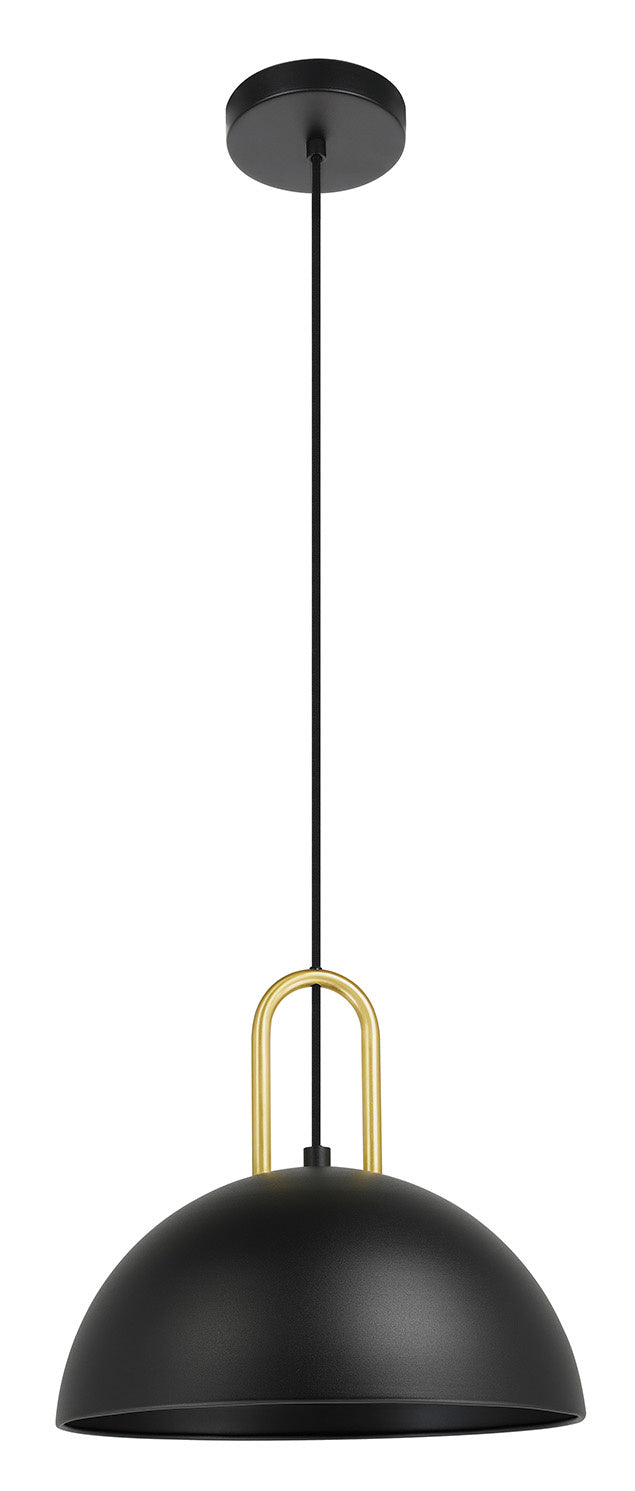Calmanera One Light Pendant in Structured Black W/ Brushed Brass - available from The Lighting Shoppe, trusted by Canadian homeowners