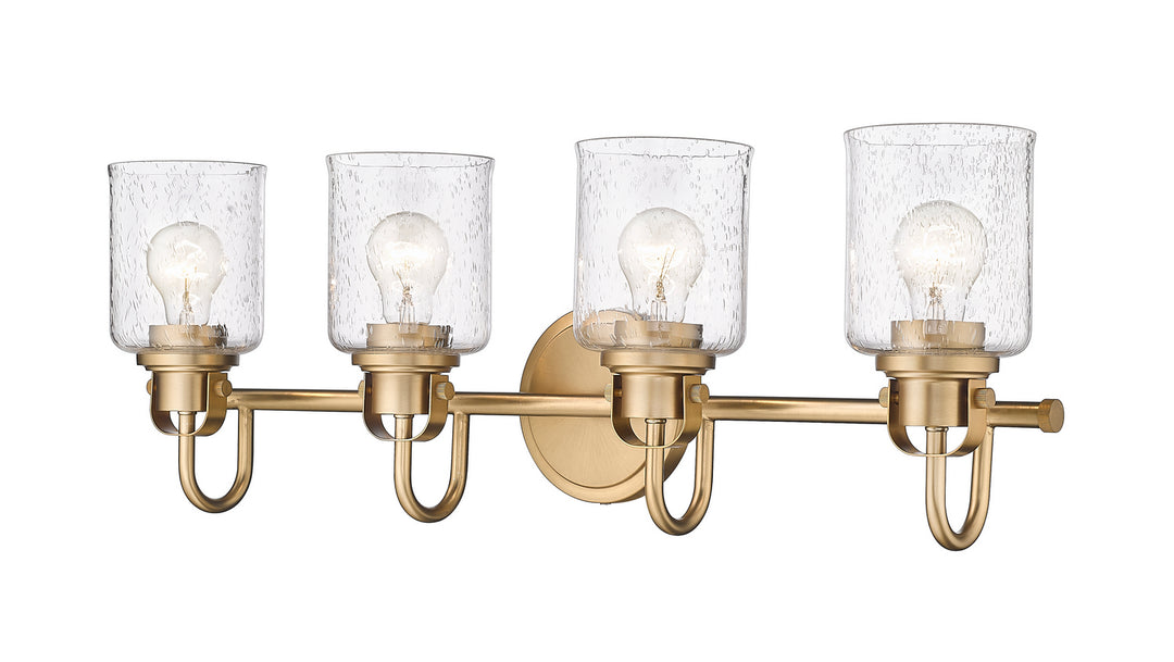 Kinsley Four Light Vanity in Heirloom Gold - available from The Lighting Shoppe, trusted by Canadian homeowners
