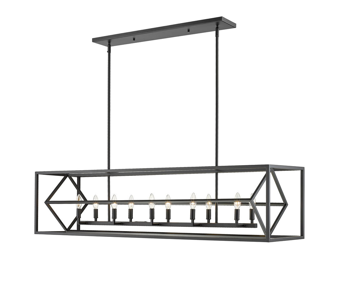 Euclid Ten Light Linear Chandelier in Matte Black - available from The Lighting Shoppe, trusted by Canadian homeowners