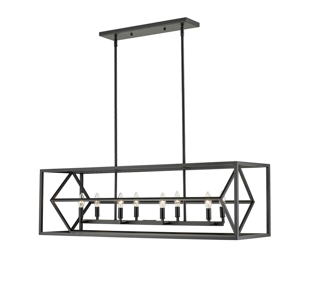 Euclid Eight Light Linear Chandelier in Matte Black - available from The Lighting Shoppe, trusted by Canadian homeowners