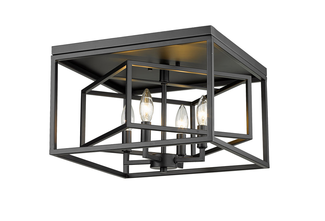 Euclid Four Light Flush Mount in Matte Black - available from The Lighting Shoppe, trusted by Canadian homeowners