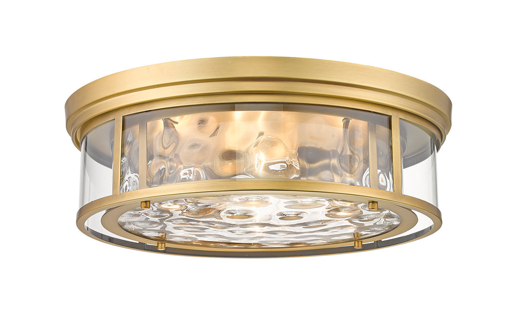 Clarion Four Light Flush Mount in Rubbed Brass - available from The Lighting Shoppe, trusted by Canadian homeowners