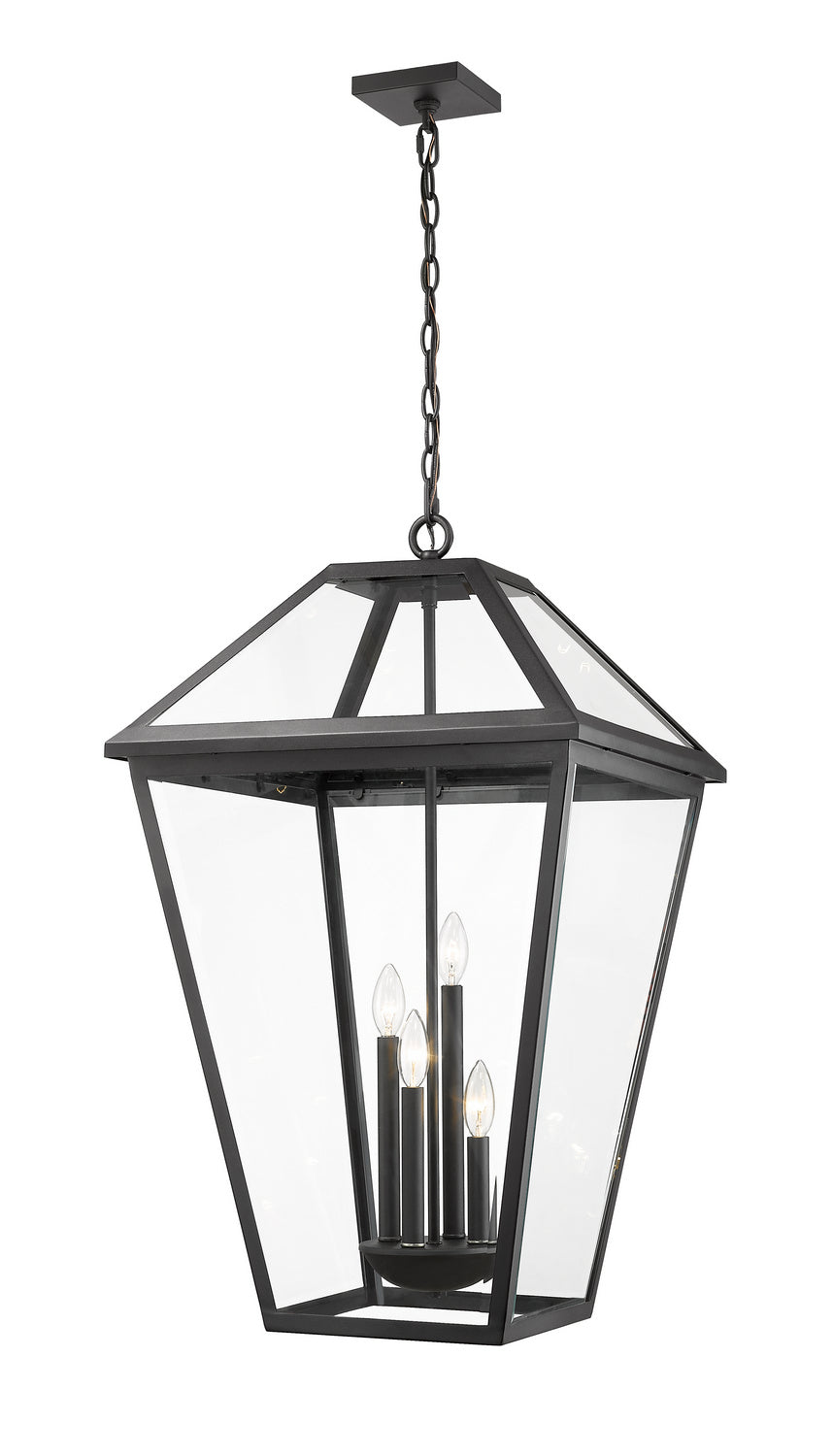 Talbot Four Light Outdoor Chain Mount Ceiling Fixture in Black - available from The Lighting Shoppe, trusted by Canadian homeowners
