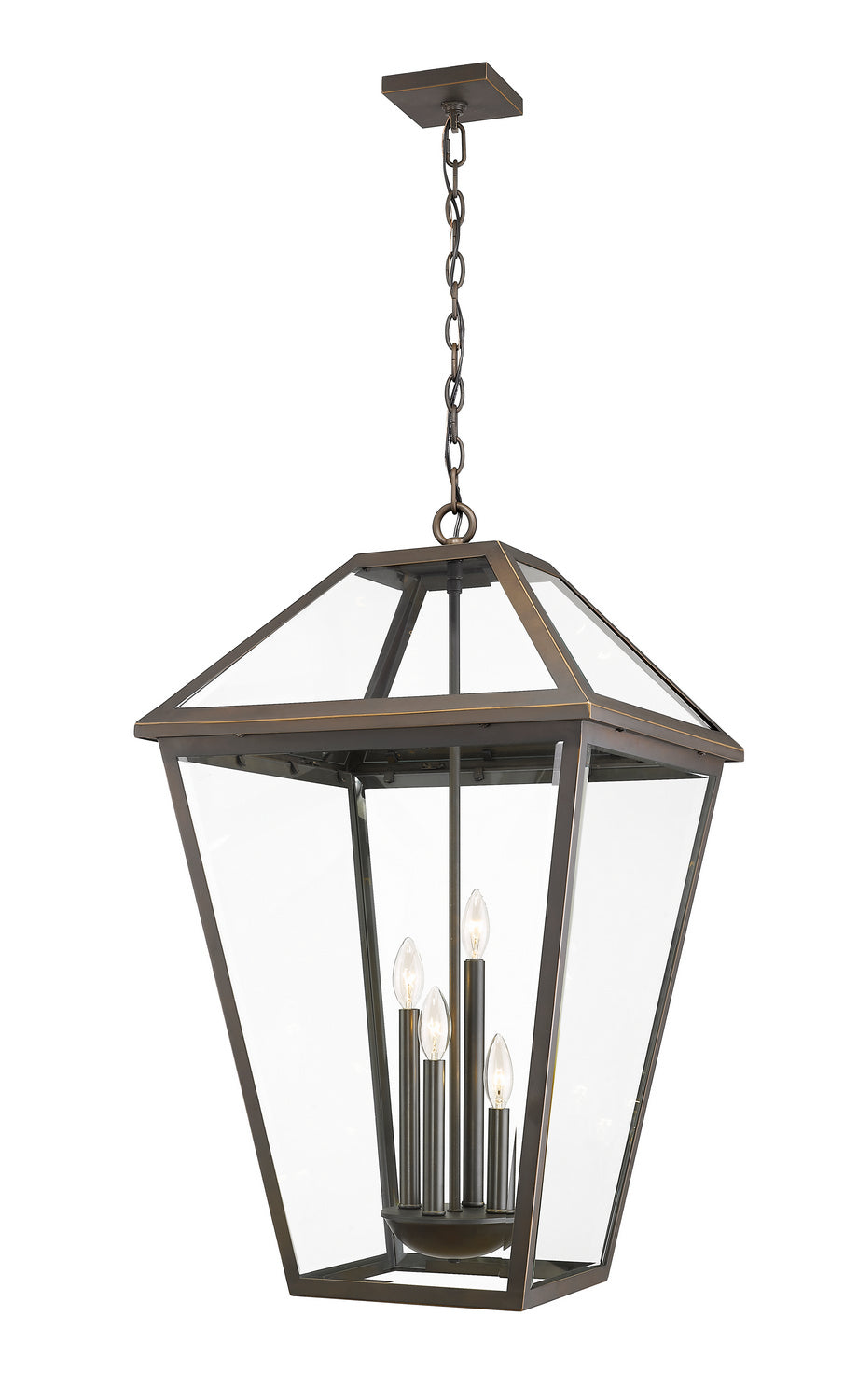 Talbot Four Light Outdoor Chain Mount Ceiling Fixture in Oil Rubbed Bronze - available from The Lighting Shoppe, trusted by Canadian homeowners