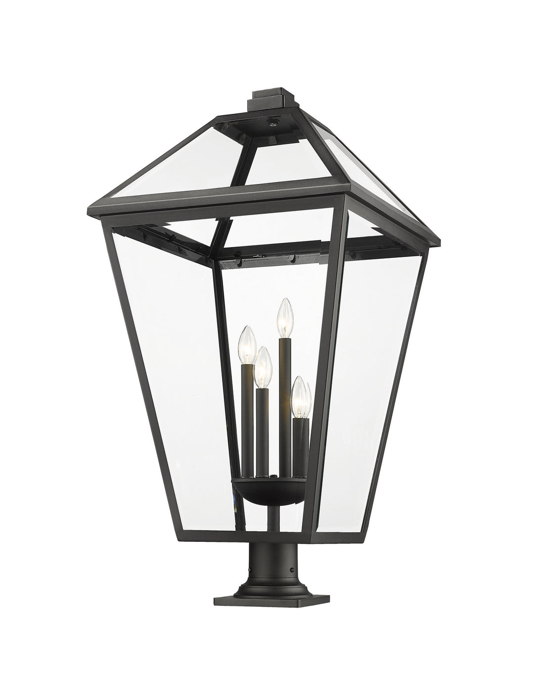 Talbot Four Light Outdoor Pier Mounted Fixture in Black - available from The Lighting Shoppe, trusted by Canadian homeowners