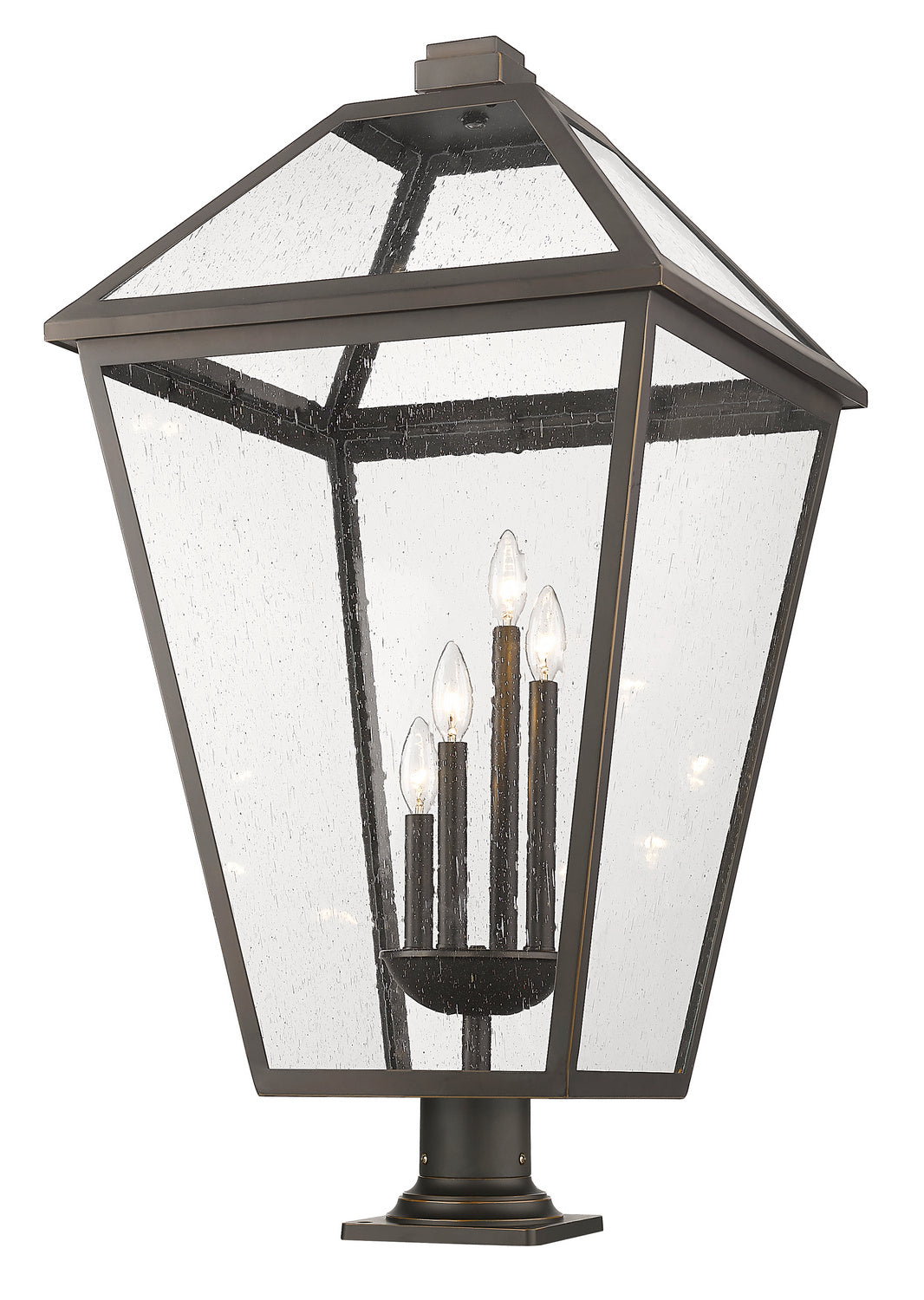 Talbot Four Light Outdoor Pier Mounted Fixture in Oil Rubbed Bronze - available from The Lighting Shoppe, trusted by Canadian homeowners