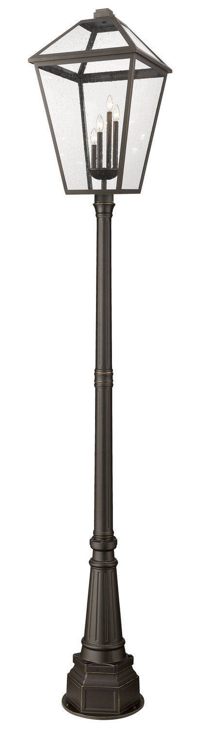 Talbot Four Light Outdoor Post Mounted Fixture in Oil Rubbed Bronze - available from The Lighting Shoppe, trusted by Canadian homeowners