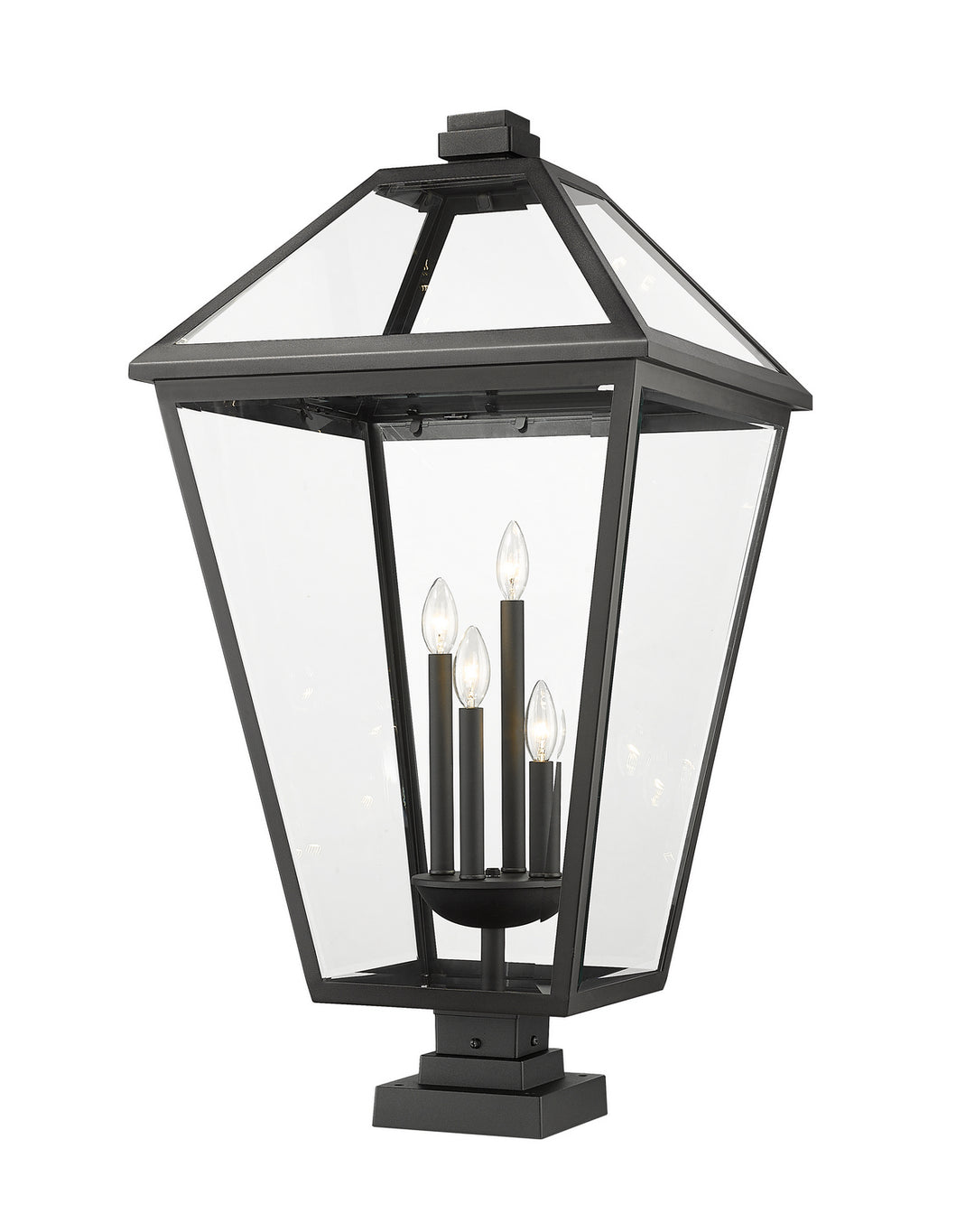 Talbot Four Light Outdoor Pier Mounted Fixture in Black - available from The Lighting Shoppe, trusted by Canadian homeowners