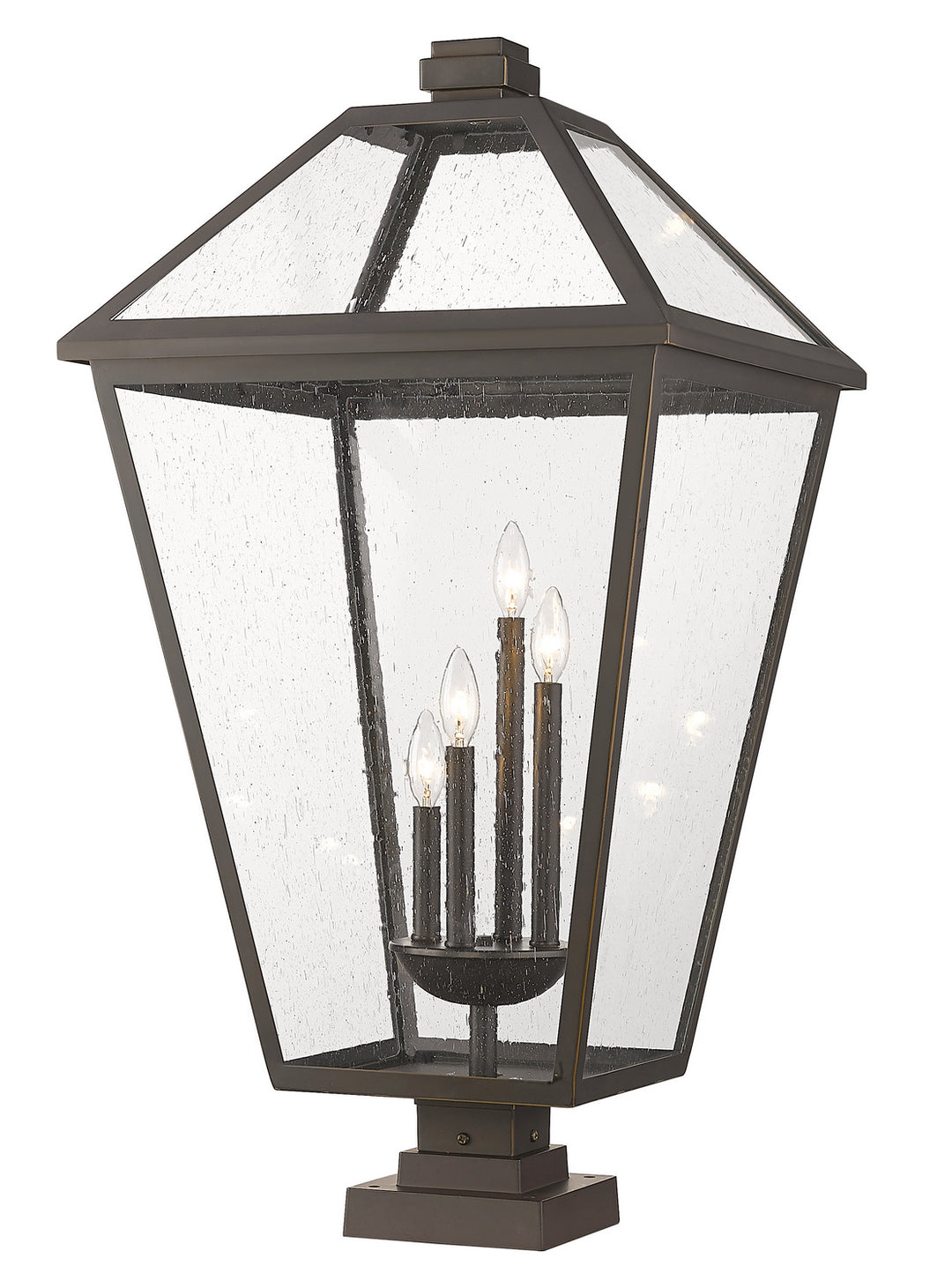 Talbot Four Light Outdoor Pier Mounted Fixture in Oil Rubbed Bronze - available from The Lighting Shoppe, trusted by Canadian homeowners