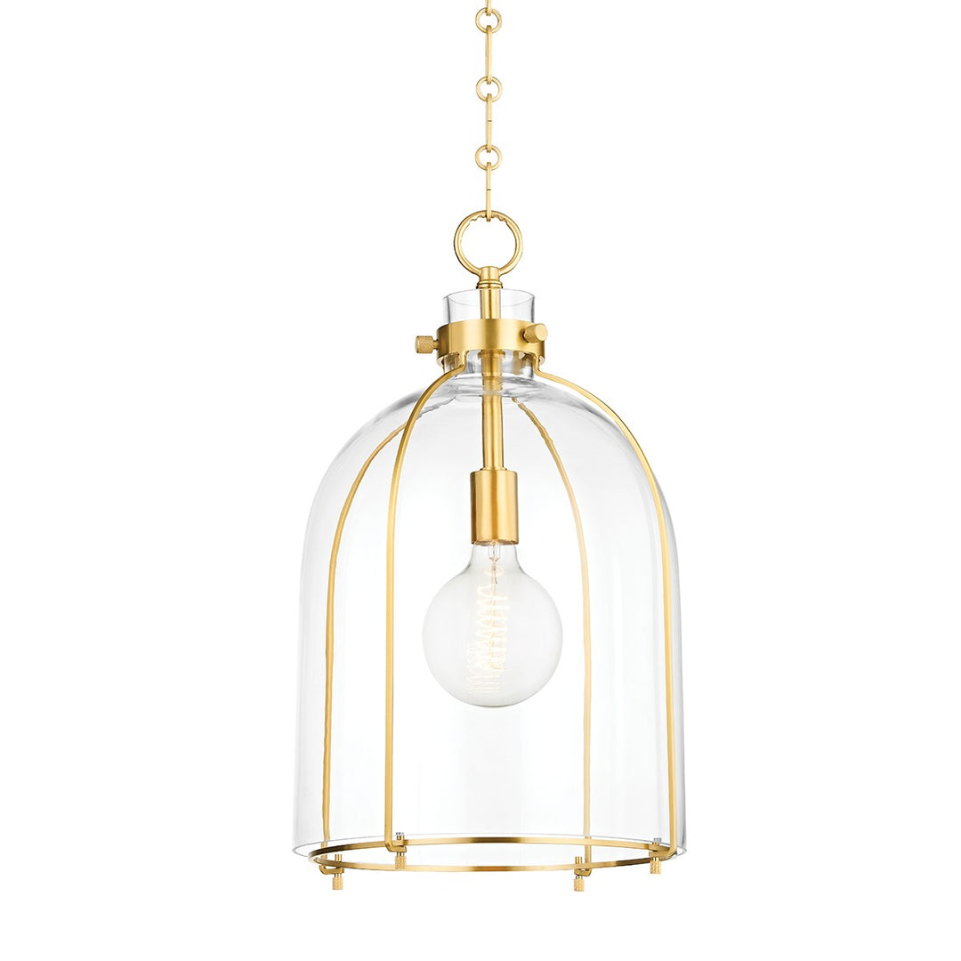 Eldridge One Light Pendant in Aged Brass - available from The Lighting Shoppe, trusted by Canadian homeowners