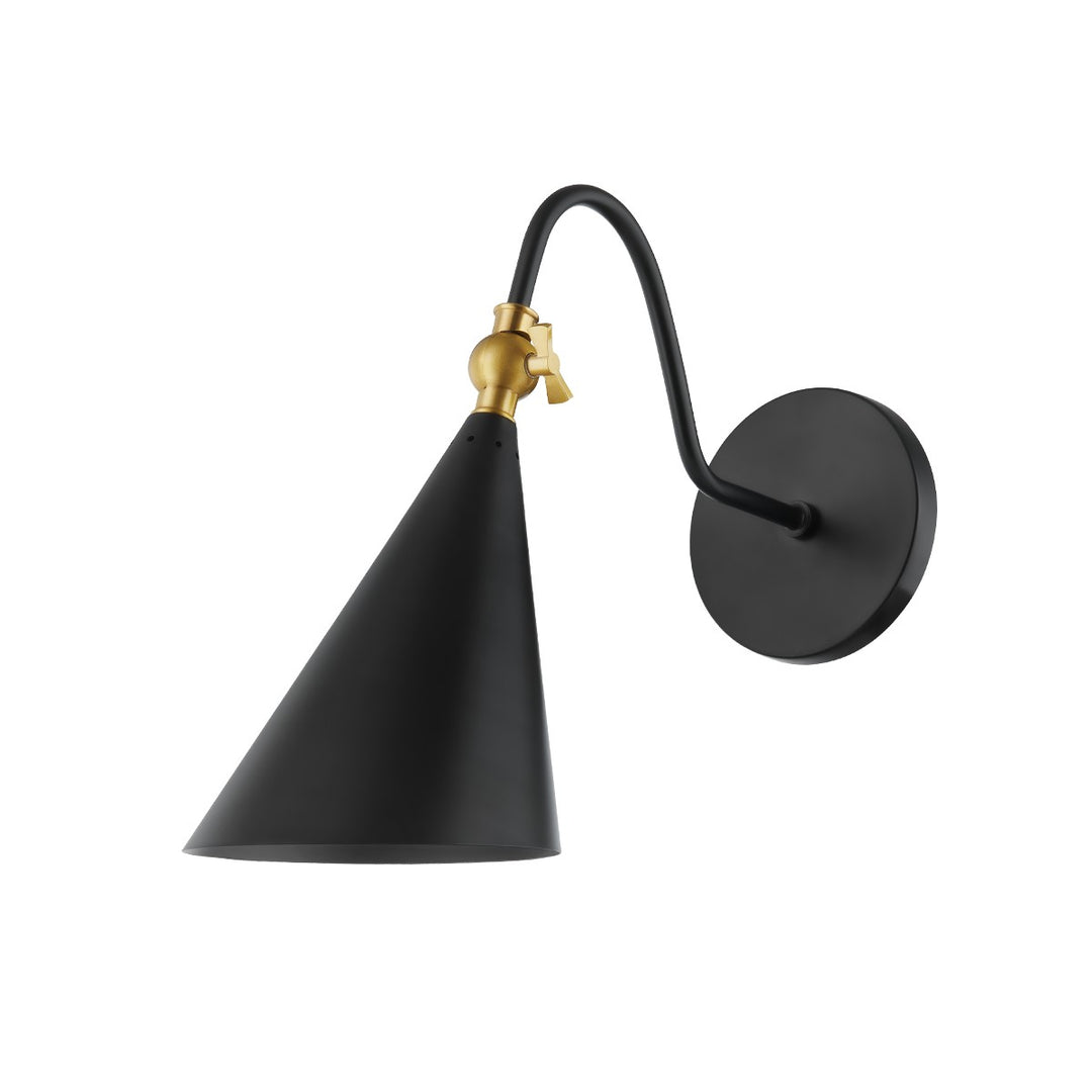Lupe One Light Wall Sconce in Aged Brass/Soft Black - available from The Lighting Shoppe, trusted by Canadian homeowners