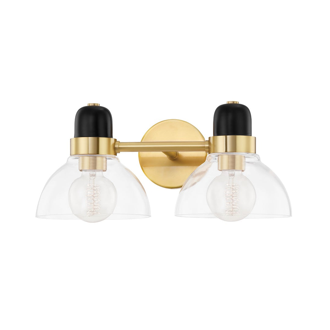Camile Two Light Bath and Vanity in Aged Brass - available from The Lighting Shoppe, trusted by Canadian homeowners
