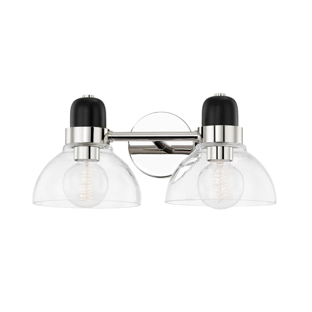 Camile Two Light Bath and Vanity in Polished Nickel - available from The Lighting Shoppe, trusted by Canadian homeowners