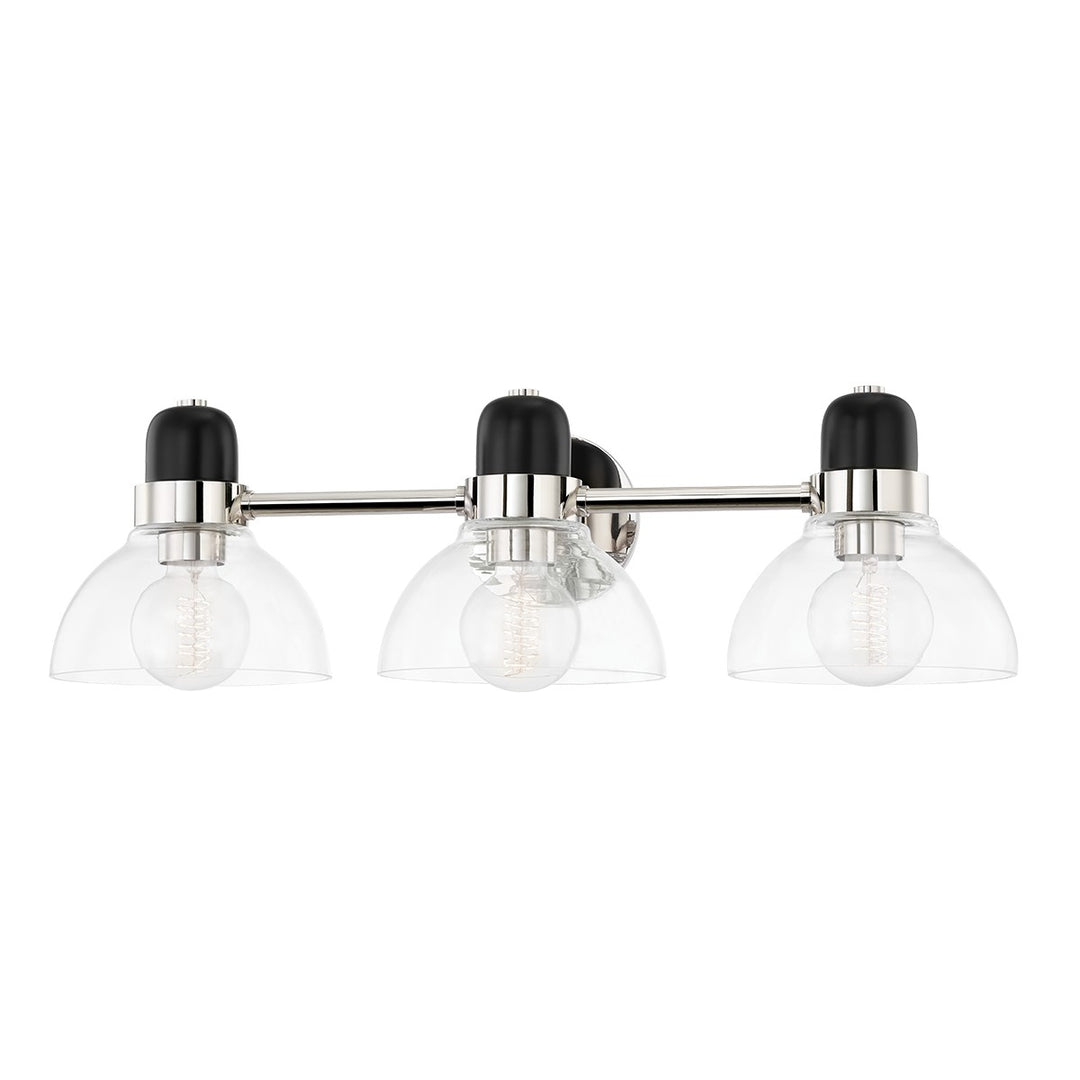 Camile Three Light Bath and Vanity in Polished Nickel - available from The Lighting Shoppe, trusted by Canadian homeowners