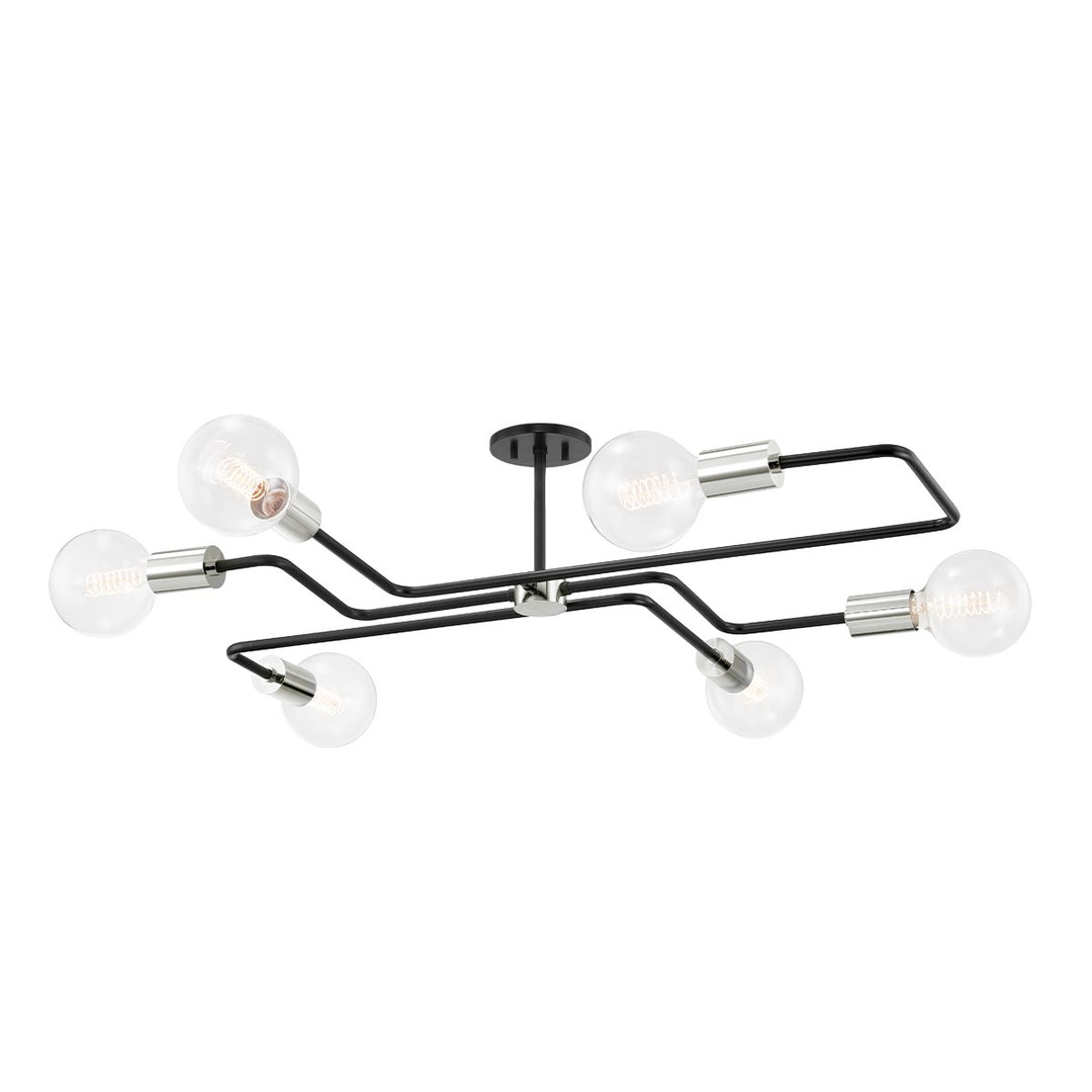 Jena Six Light Semi Flush Mount in Polished Nickel/Textured Black - available from The Lighting Shoppe, trusted by Canadian homeowners