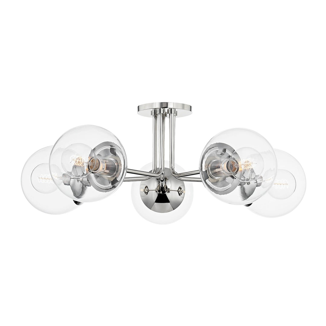 Meadow Five Light Semi Flush Mount in Polished Nickel - available from The Lighting Shoppe, trusted by Canadian homeowners