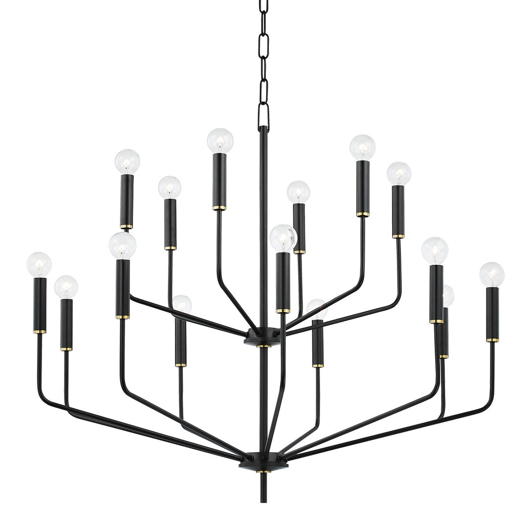 Bailey 15 Light Chandelier in Aged Brass/Soft Black - available from The Lighting Shoppe, trusted by Canadian homeowners