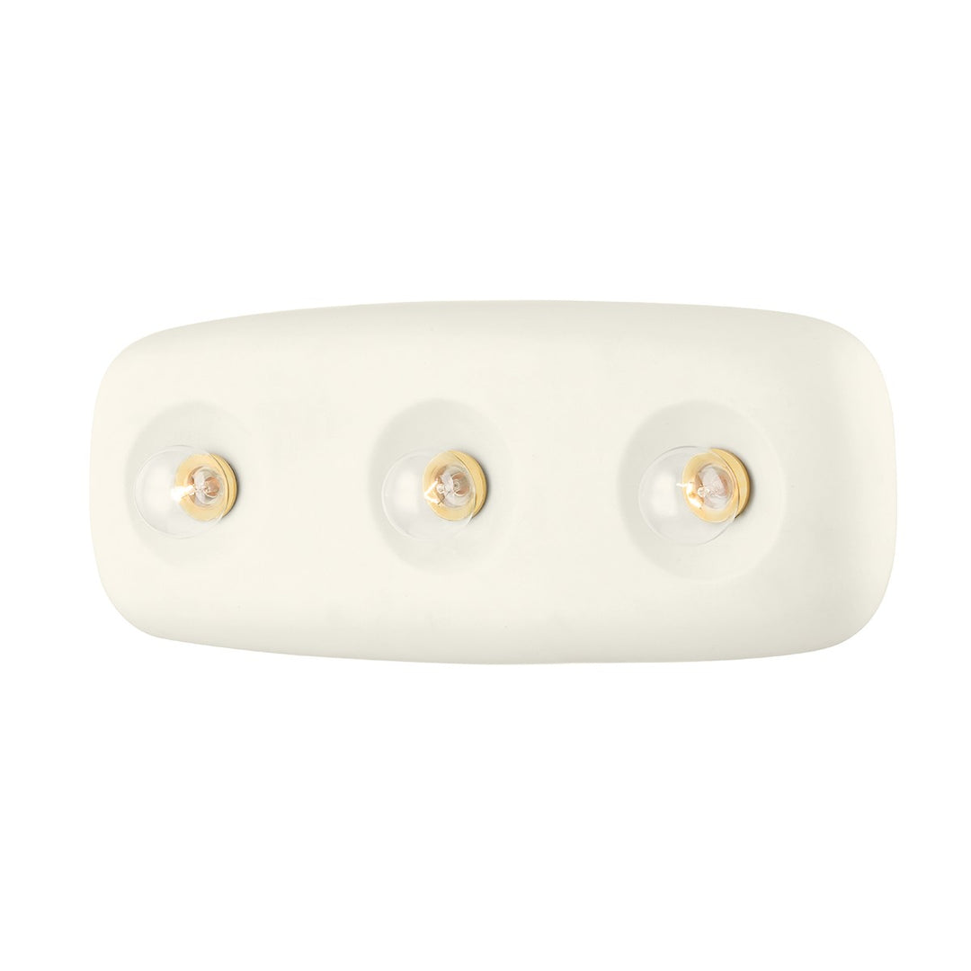 Colleen Three Light Bath and Vanity in Aged Brass/Satin Ivory - available from The Lighting Shoppe, trusted by Canadian homeowners