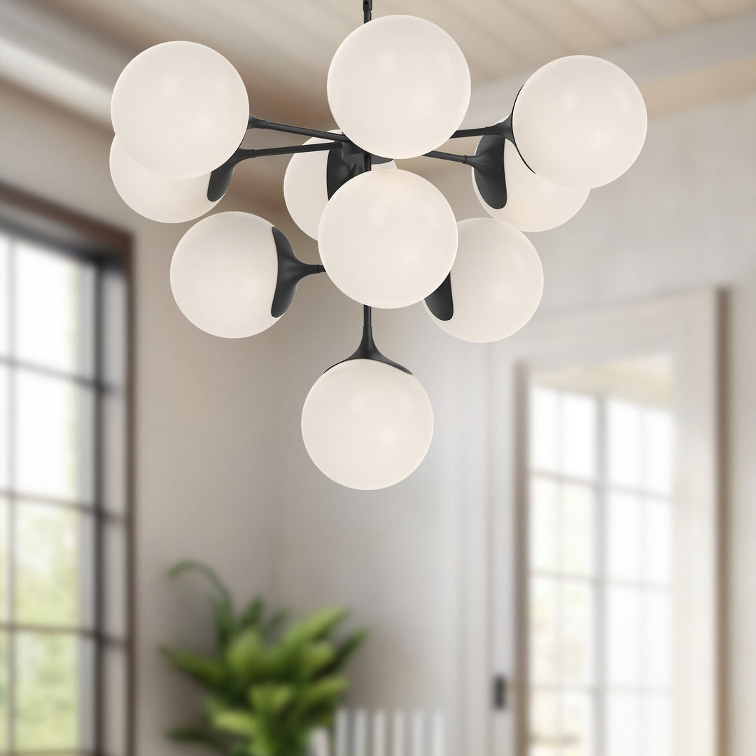 Alora Canada - CH505335MBOP - Ten Light Chandelier - Nouveau - Matte Black/Opal Matte Glass