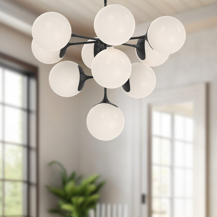 Alora Canada - CH505335MBOP - Ten Light Chandelier - Nouveau - Matte Black/Opal Matte Glass