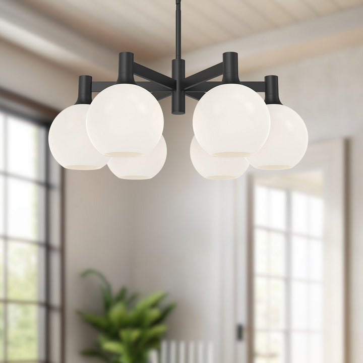 Alora Canada - CH506230MBOP - Six Light Chandelier - Castilla - Matte Black/Opal Matte Glass