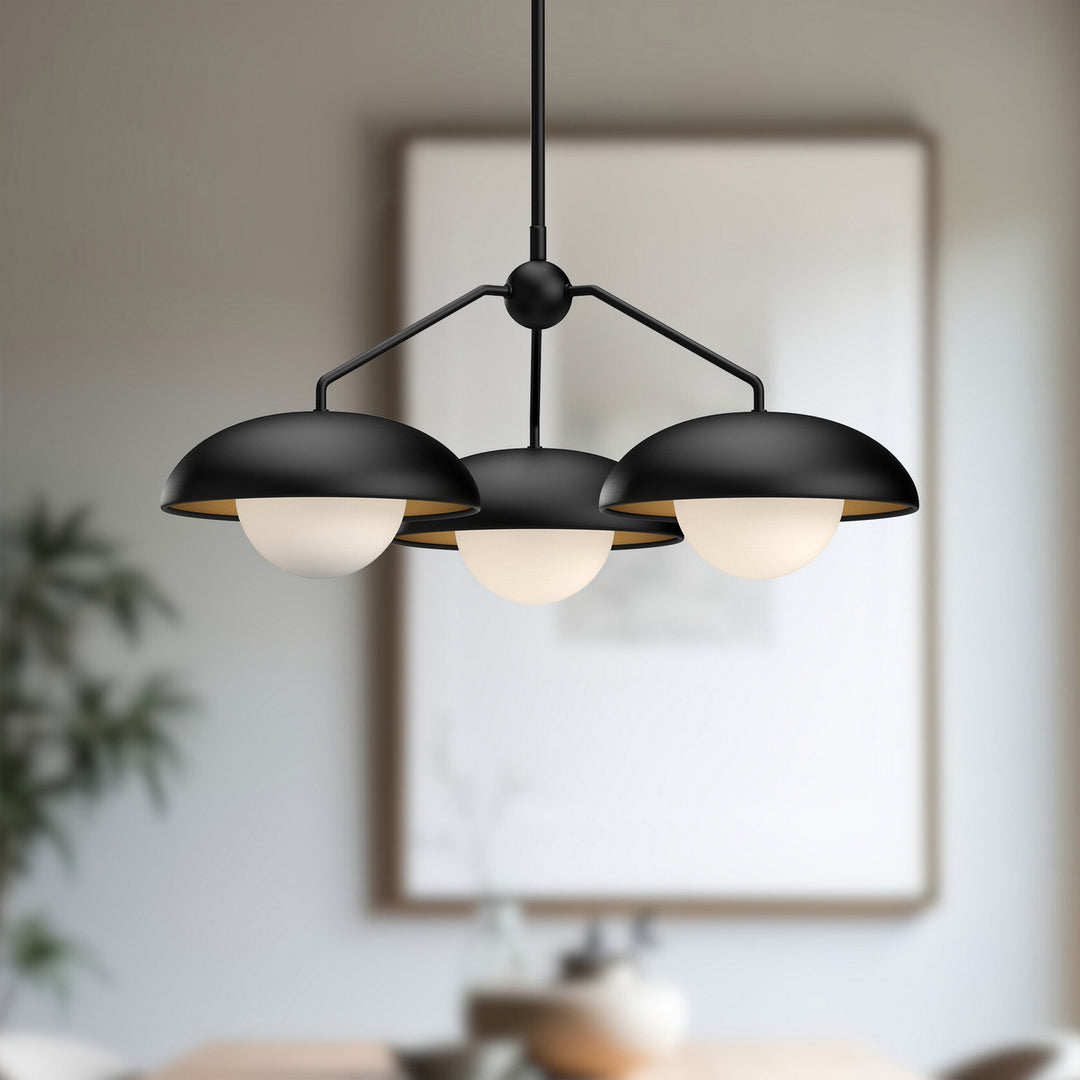 Alora Canada - CH522328MBOP - Three Light Chandelier - Rubio - Matte Black/Opal Matte Glass