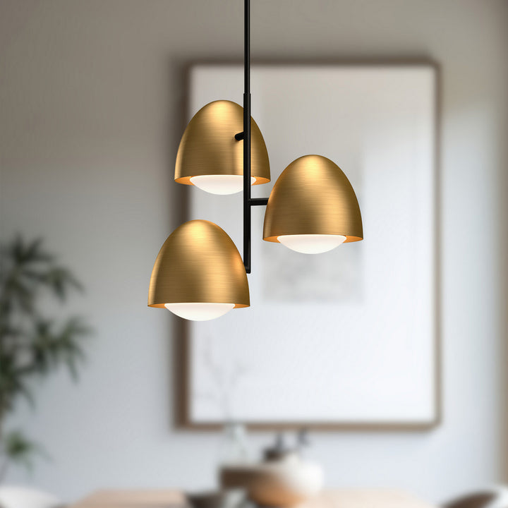 Alora Canada - CH529024AGOP - Three Light Chandelier - Kenji - Aged Gold/Opal Matte Glass