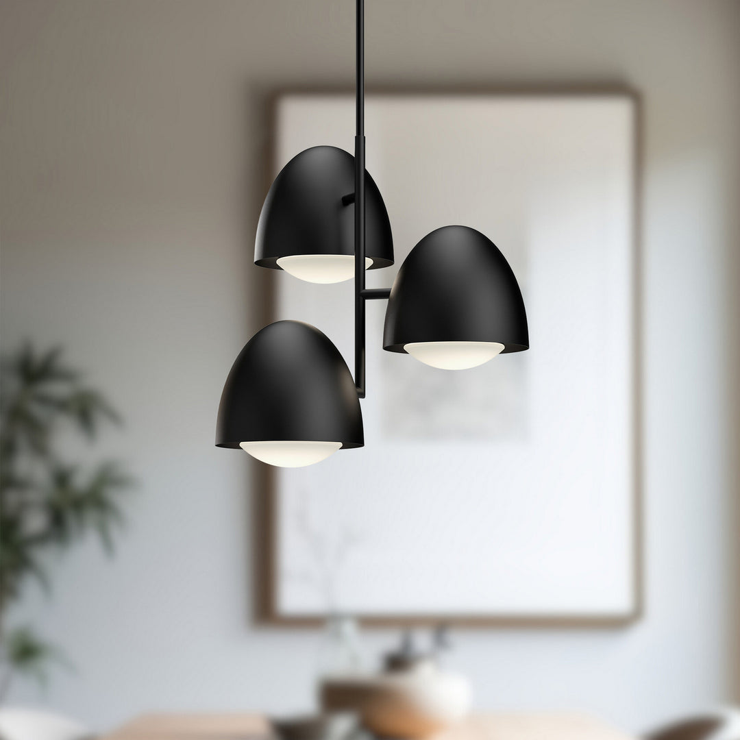 Alora Canada - CH529024MBOP - Three Light Chandelier - Kenji - Matte Black/Opal Matte Glass