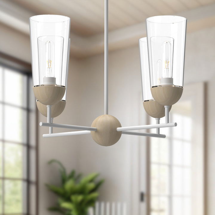 Alora Canada - CH542324WHWK - Four Light Chandelier - Emil - White/White Oak