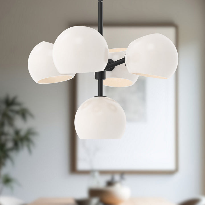 Alora Canada - CH548518MBOP - Five Light Chandelier - Willow - Matte Black/Opal Matte Glass