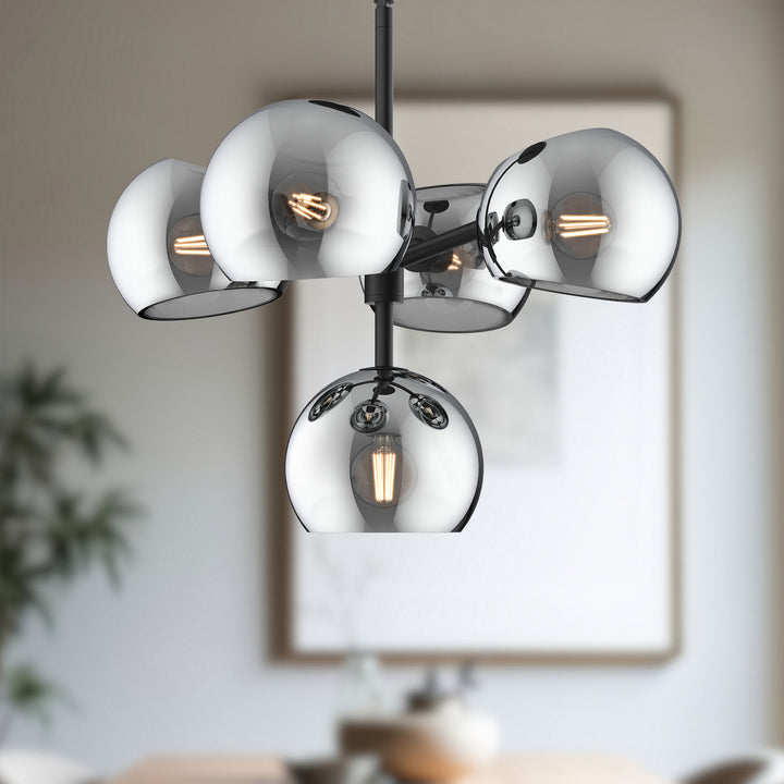 Alora Canada - CH548518MBSM - Five Light Chandelier - Willow - Matte Black/Smoked Solid Glass