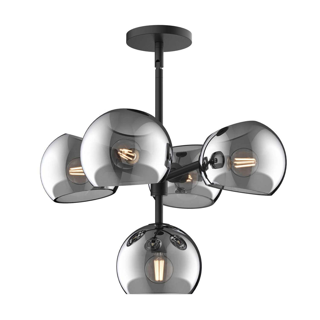 Alora Canada - CH548518MBSM - Five Light Chandelier - Willow - Matte Black/Smoked Solid Glass