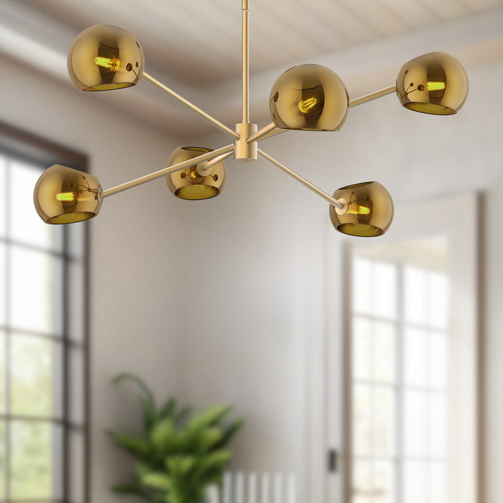 Alora Canada - CH548637BGCP - Six Light Chandelier - Willow - Brushed Gold/Copper Glass