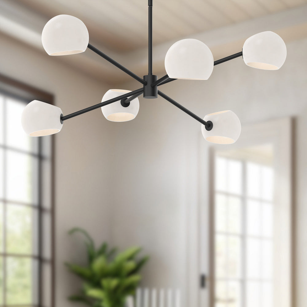 Alora Canada - CH548637MBOP - Six Light Chandelier - Willow - Matte Black/Opal Matte Glass