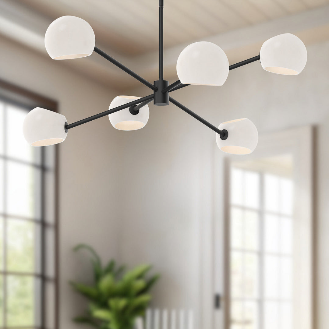 Alora Canada - CH548637MBOP - Six Light Chandelier - Willow - Matte Black/Opal Matte Glass