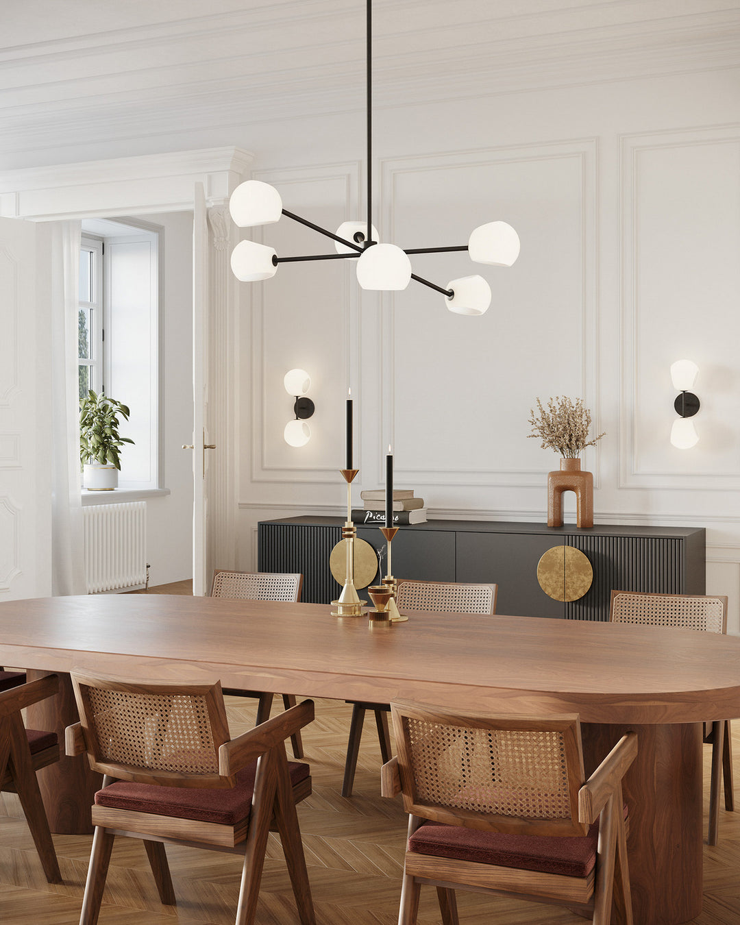 Alora Canada - CH548637MBOP - Six Light Chandelier - Willow - Matte Black/Opal Matte Glass