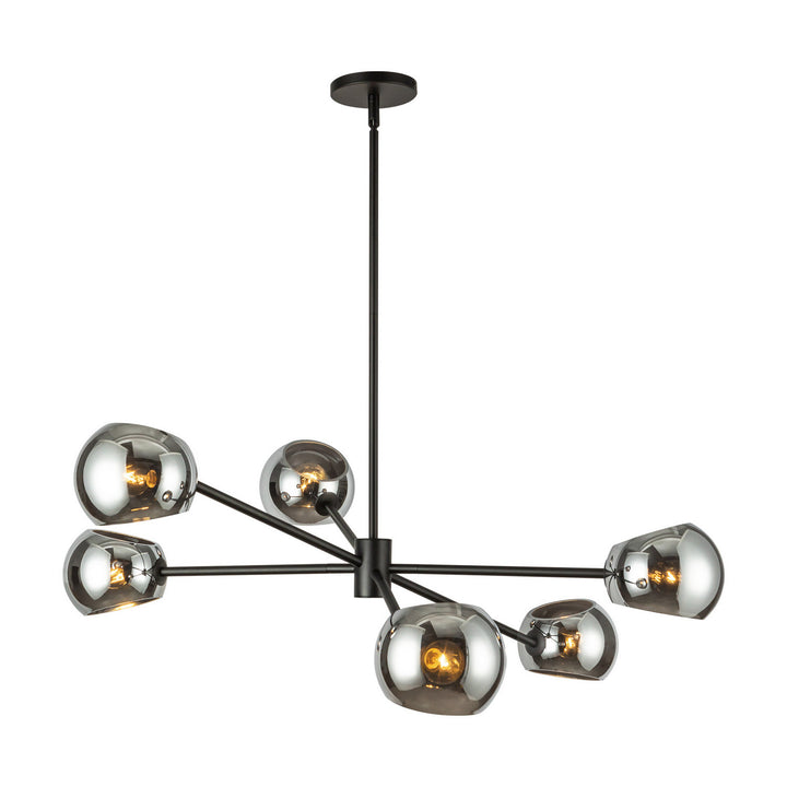 Alora Canada - CH548637MBSM - Six Light Chandelier - Willow - Matte Black/Smoked Solid Glass