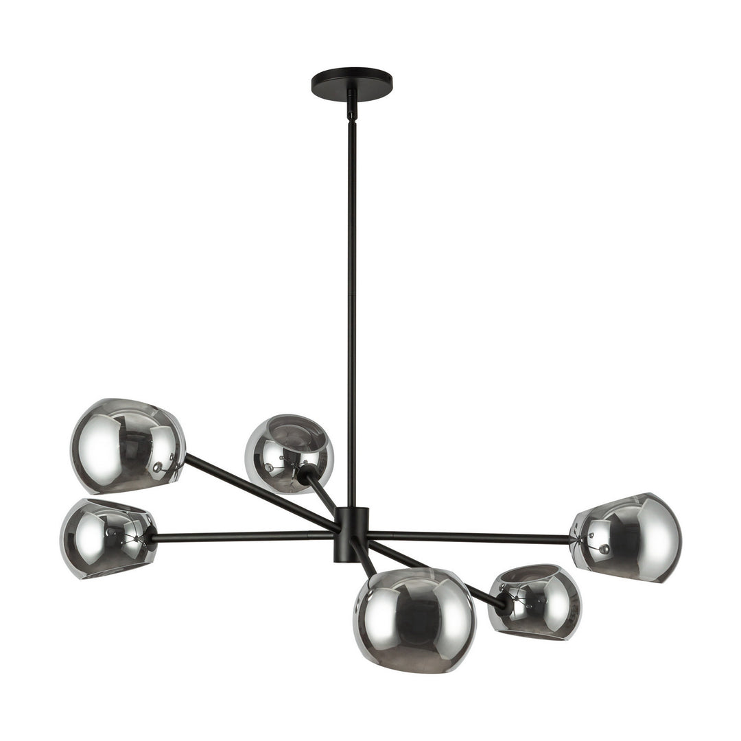 Alora Canada - CH548637MBSM - Six Light Chandelier - Willow - Matte Black/Smoked Solid Glass