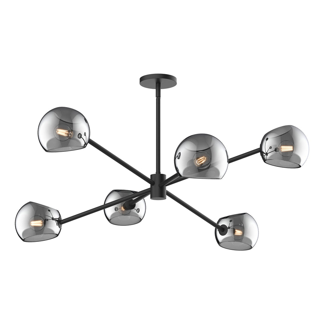 Alora Canada - CH548637MBSM - Six Light Chandelier - Willow - Matte Black/Smoked Solid Glass