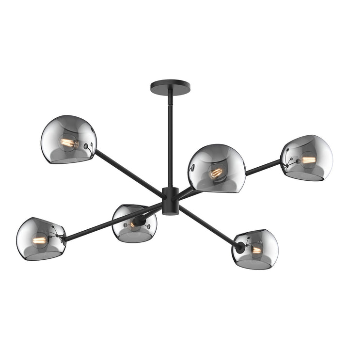 Alora Canada - CH548637MBSM - Six Light Chandelier - Willow - Matte Black/Smoked Solid Glass